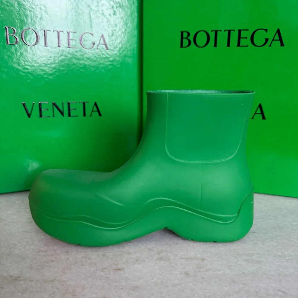 Bottega Veneta‎ Green Rubber Puddle Ankle Boots 640043, sz 41